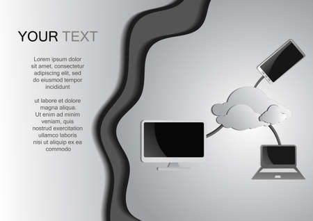Vector : Computer and cloud computing backgroundのイラスト素材