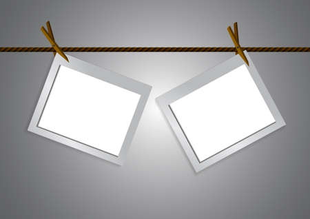 Vector : Empty frame and clothespin on ropeのイラスト素材