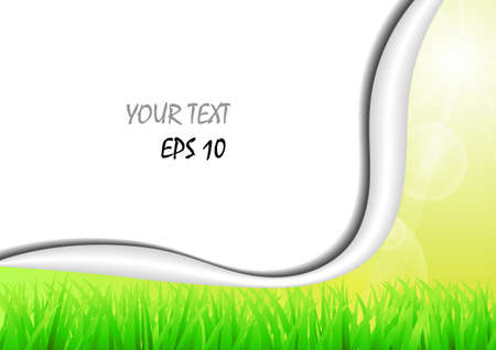 Green grass and sunny sky and space for textのイラスト素材