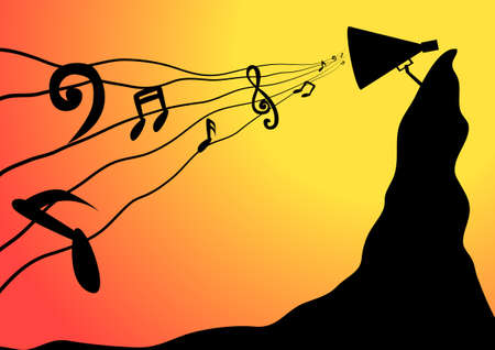  Music notes and loudspeakers with space for text backgroundのイラスト素材