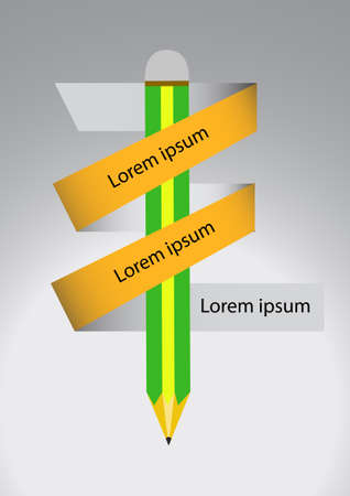 Pencil and paper label on gray backgroundのイラスト素材