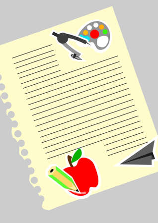 Stationery on lined paper on white backgroundのイラスト素材