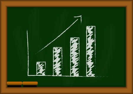Vector : Bar chart graph on blackboardのイラスト素材