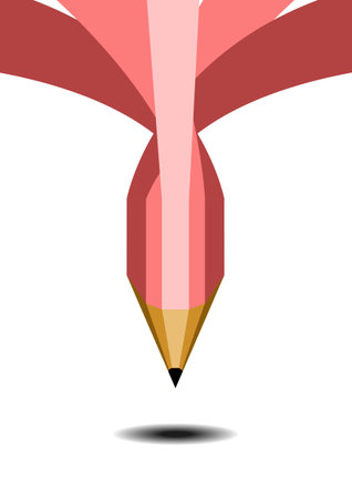 Vector : Pencil and shadow on white backgroundのイラスト素材