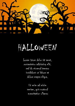 Vector : Gravegaryd and trees halloween backgroundのイラスト素材