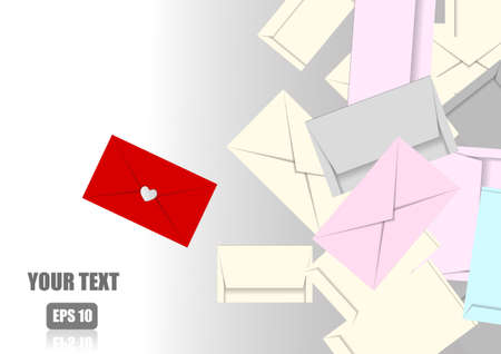 Vector : Envelopes background and one redのイラスト素材