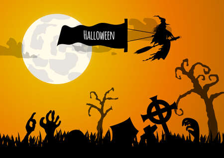 Vector : Zombie hand and graveyard halloween backgroundのイラスト素材