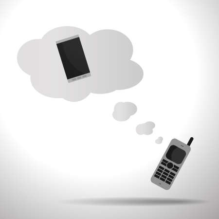 Vector : Old mobile phone dreaming of smartphoneのイラスト素材