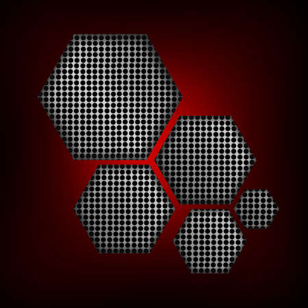 Metal grill in hexagons on red surfaceのイラスト素材