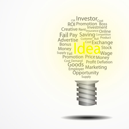  Business words in light blub on white backgroundのイラスト素材