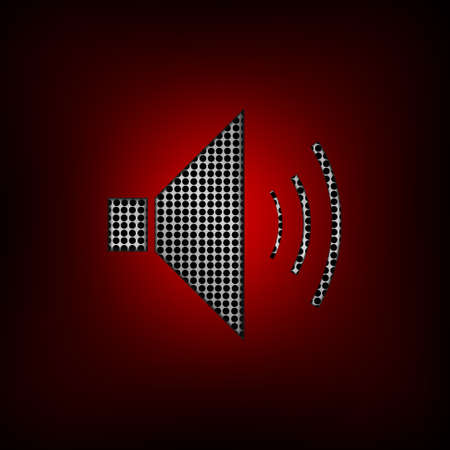 Metal grill in loudspeaker icon on red surfaceのイラスト素材
