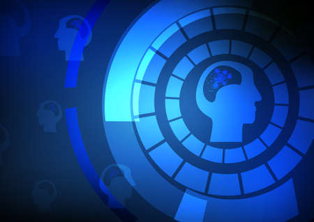  Abstract circle network in the brain on blue technology backgroundのイラスト素材
