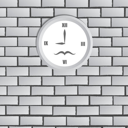 Vector : Clock on white brick wallのイラスト素材