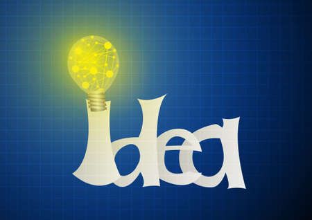 Vector : Idea in lightbulb on blue backgroundのイラスト素材