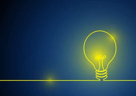 Vector : Yellow lightbulb with line on blue backgroundのイラスト素材