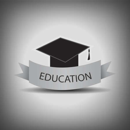 Vector : graduation cap and education labelのイラスト素材