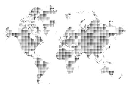 Vector : World map on abstract triangle and square backgroundのイラスト素材