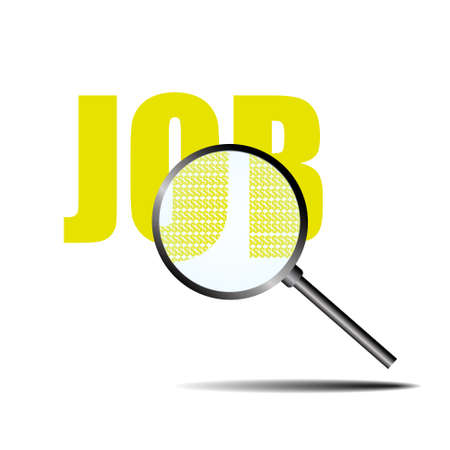 Vector : Job in magnifier glass with dollar symbol inside on white backgrounndのイラスト素材