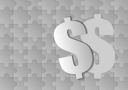 Vector : Dollar symbol on jigsaw backgroundのイラスト素材