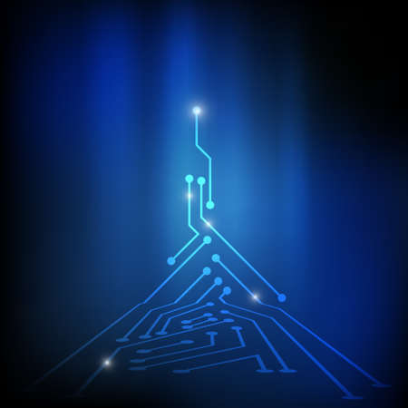 Vector : Electronic circuit on blue backgroundのイラスト素材
