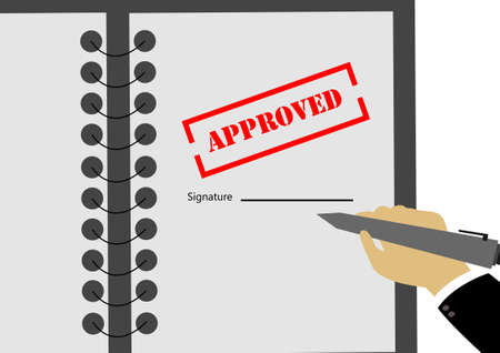 Vector : Approved and signature and business handのイラスト素材