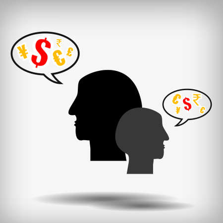 Vector : Heads symbol and currency in bubble quoteのイラスト素材
