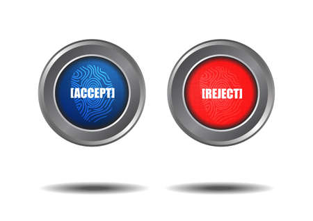 Vector : Accept and reject finger print buttons on white backgroundのイラスト素材