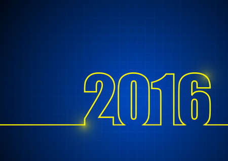 Vector : 2016 in line on blue backgroundのイラスト素材