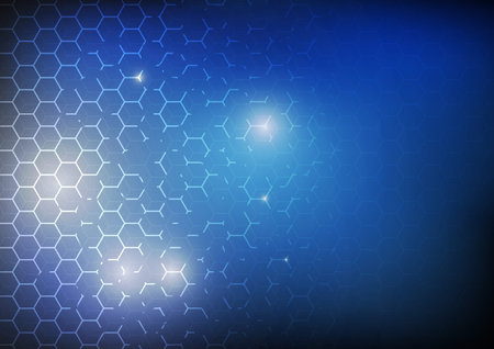 Vector : Abstract hexagons on blue background