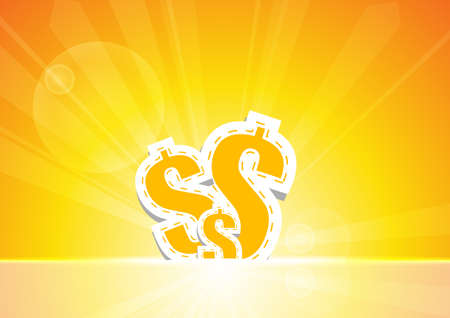 Vector : Dollar sign on orange backgroundのイラスト素材