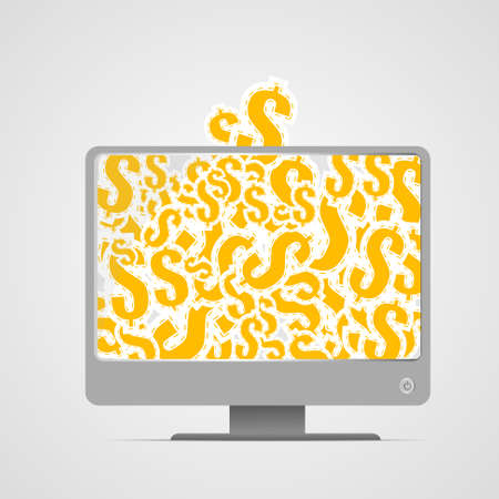 Vector : Piggy bank with dollar in computer conceptのイラスト素材