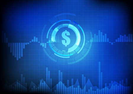 Vector : Dollar sign with business graphのイラスト素材