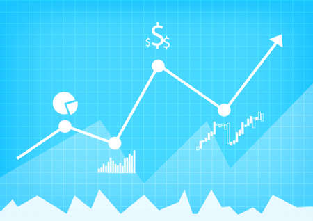 Vector : Business graph on blue grid backgroundのイラスト素材