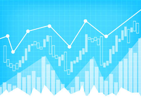 Vector : Business graph on blue grid backgroundのイラスト素材