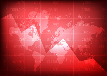Vector : World map with red stock boardのイラスト素材