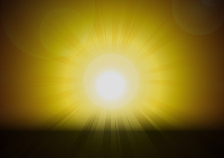 Vector : Sun and lens flare on orange background