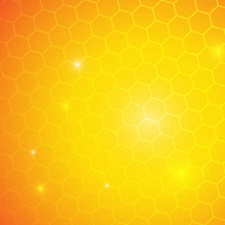 Vector : Honey comb on yellow orange backgroundのイラスト素材