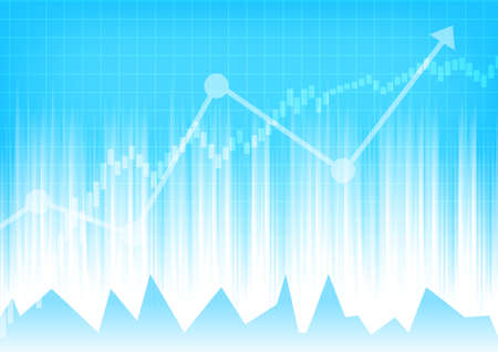 Vector : Increasing business graph on blue backgroundのイラスト素材