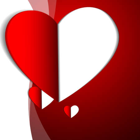 Vector : Paper hearts on red backgroundのイラスト素材