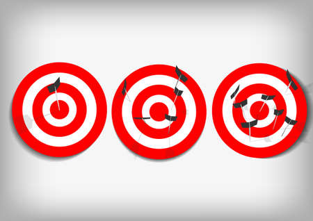 Vector : Archery target and arrows on gray backgroundのイラスト素材