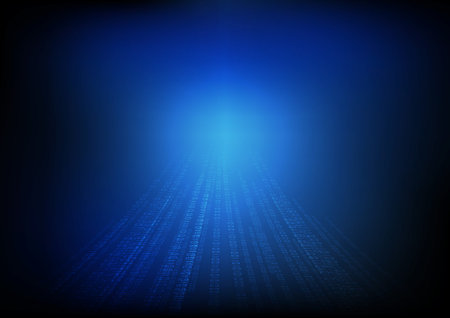 Vector : Binary number on blue technology background