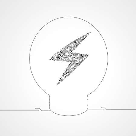 Vector : Electronic circuit inside lightbulb のイラスト素材