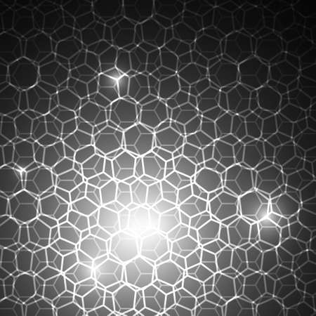 Vector : Abstract white honeycomb on black backgroundのイラスト素材