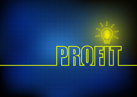 Vector : Profit with lightbulb on blue backgroundのイラスト素材