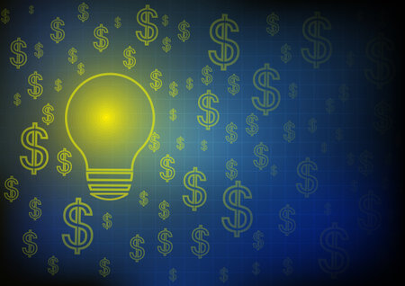Vector : Lightbulb and dollar signs on blue backgroundのイラスト素材