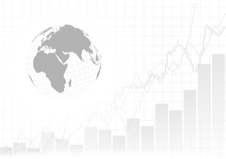 Vector : Business graphs with world on white backgroundのイラスト素材