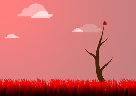 Vector : Love leaf fell from the treeのイラスト素材
