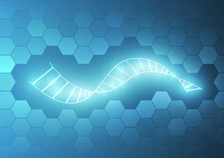 Vector : DNA and hexagons on blue medical backgroundのイラスト素材