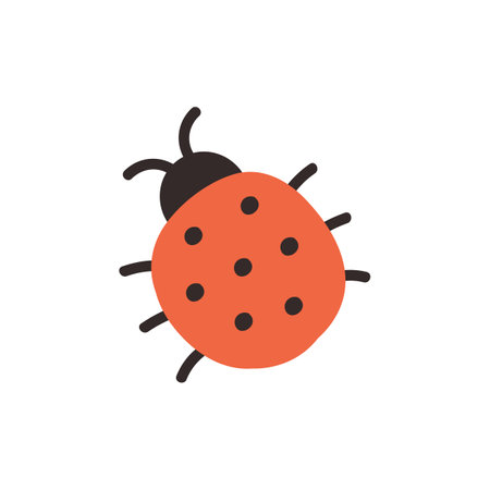 Cute childish red ladybug isolated on a white background. cartoon vector illustration.のイラスト素材