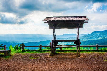 Viewpint at  Pang Sida National  park which has a place to sit and watch the scenery  from  the mountains.の写真素材